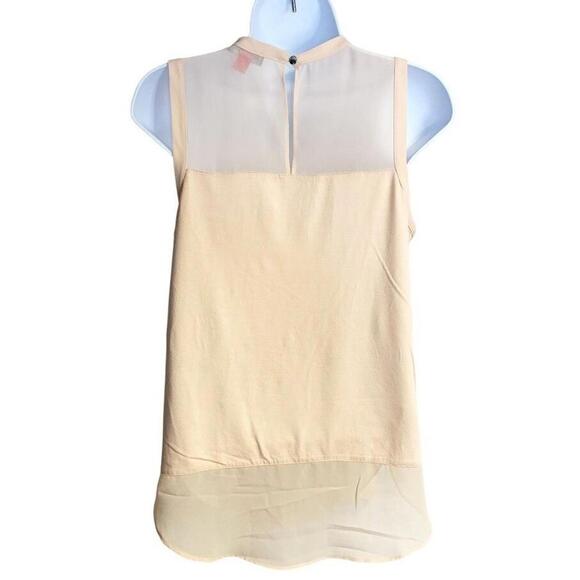 Vince Camuto Sheer Flowy Blouse Women's Scoop Neck Sleeveless Comfy Peach‎ XS - Picture 3 of 5